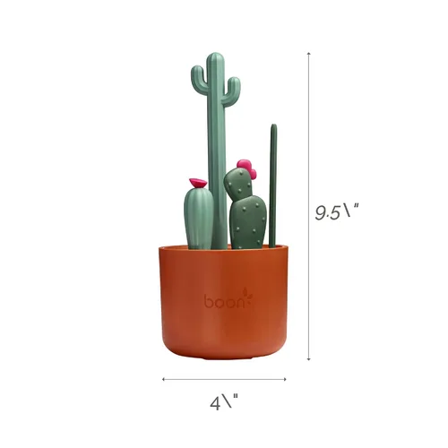 Miniatura 8 de Boon - Juego de cepillos en forma de cactus para limpiar biberones, color terracota, juego de 4 piezas