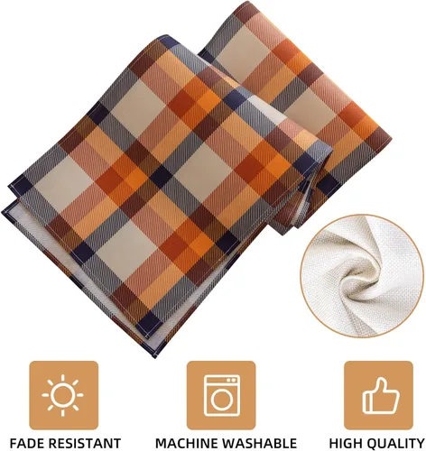 Miniatura 4 de Keketoarrange Camino de mesa de otoño a cuadros, patrón de Acción de Gracias, cosecha de otoño, centro de mesa, decoración de mesa de fiesta