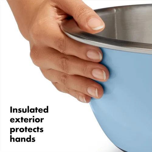 Miniatura 3 de OXO Good Grips, juego de 3 tazones para mezclar de acero inoxidable - Azul/Gris