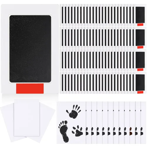 Miniatura 12 de Jetec Juego de 30 huellas y huellas de manos sin tinta, almohadilla de tinta de tacto limpio para manos y huellas de bebé, kit de huellas de perro