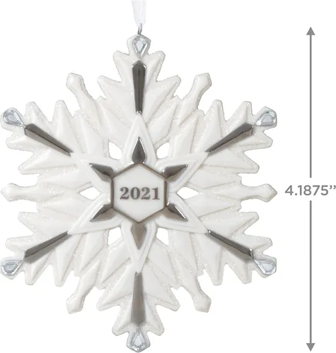 Miniatura 5 de Hallmark Keepsake Adorno de Navidad, año 2021, 2021 copo de nieve, porcelana