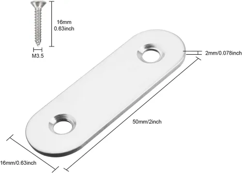 Miniatura 5 de Paquete de 50 placas de esquina planas de metal para unir placas de unión de metal, soporte de reparación con tornillos de fijación, 2 pulgadas x