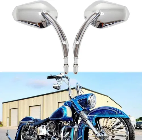Miniatura 8 de Espejos de motocicleta para Road King, Sportster, Street Glide, Electra Glide, Dyna, Softail, Road Glide, 1982-2019 (Negro#2)