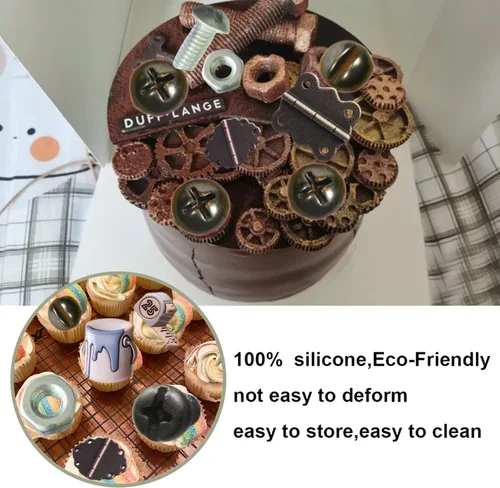 Miniatura 3 de ZiXiang Herramientas manuales de silicona, herramientas de construcción, moldes de fondant, tuercas de tornillo, bisagra, moldes de caramelo
