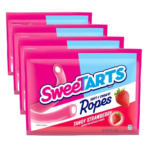 Miniatura 9 de SweeTARTS Soft & Chewy Ropes Candy, sabor a fresa picante, bolsa de 9 onzas