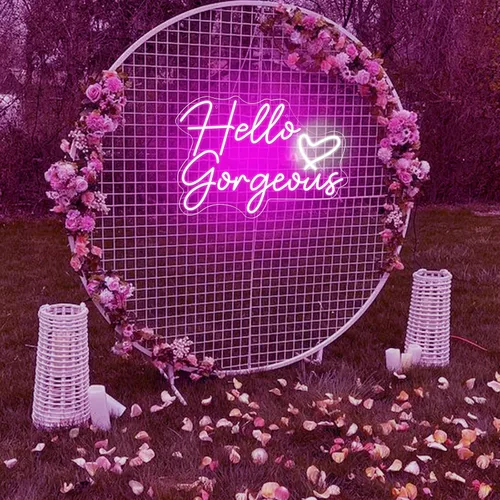 Miniatura 5 de Neonwall - Letrero de neón con texto en inglés "Hello Gorgeous para bodas, decoración de habitación de dormitorio, fiesta de cumpleaños, centro