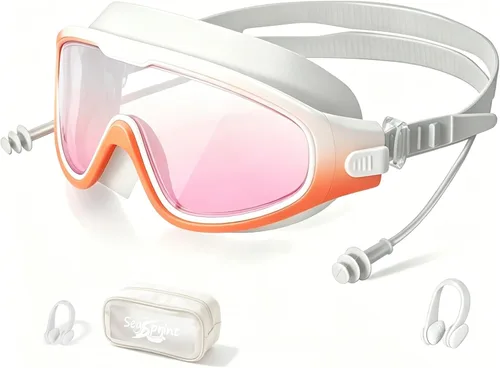 Miniatura 11 de Gafas de natación para adultos, a prueba de fugas, gafas de piscina antivaho, gafas de natación de visión amplia con tapones para los oídos y clip