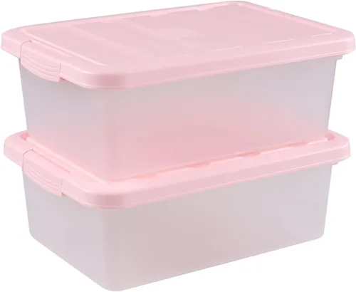 Miniatura 7 de Rosebloom - Caja de almacenamiento de plástico de 14 cuartos de galón, contenedor de almacenamiento con tapa rosa, 2 paquetes