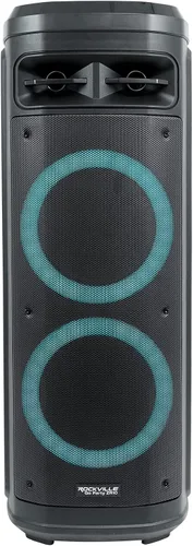 Miniatura 7 de Rockville Go Party ZR10 Altavoz Bluetooth portátil dual de 10 pulgadas y 1000 W, luces LED, micrófono UHF, estéreo TWS, perfecto para fiestas