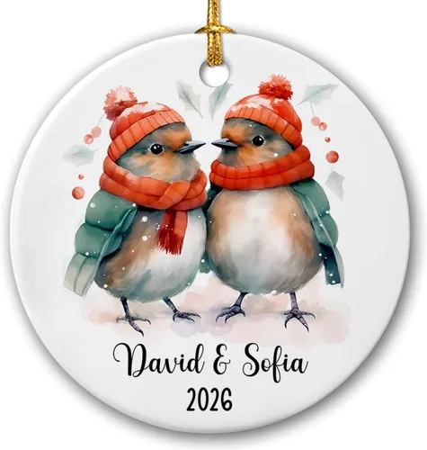 Miniatura 10 de Adorno de cerámica personalizado para pareja de leones 2026, regalos para parejas recién nacidas, novio, novia, adorno para parejas de leones, árbol