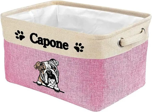 Miniatura 11 de Cesta de almacenamiento plegable personalizada con un bonito perro Bulldog inglés, plegable, de tela resistente, cubo de almacenamiento para Gris