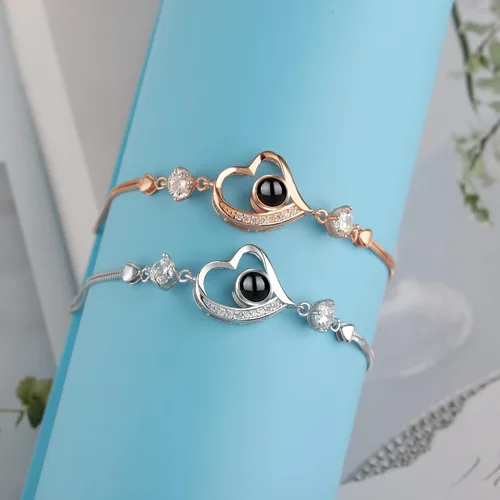 Miniatura 13 de Godchoices Pulsera de fotos personalizada, pulsera de proyección de fotos con imagen en el interior, collar con texto en inglés "I Love You