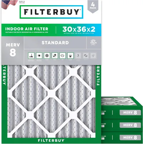 Miniatura 111 de Filterbuy - Filtro de aire de 20x20x1 MERV 8, Defensa Esencial contra el Polvo y las Alergias (paquete de 4), Filtros plisados electrostáticos