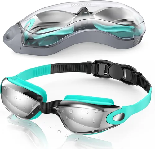 Miniatura 9 de Aegend Gafas de natación, gafas de natación sin fugas, protección completa para adultos, hombres, mujeres y jóvenes Azul y plateado.