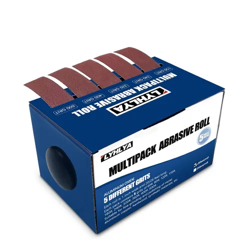 Miniatura 8 de Rollos de papel de lija de gancho y bucle, 4 granos de papel de lija abrasivo de 1 pulgada x 20 pies, papel de arena surtido con dispensador 150