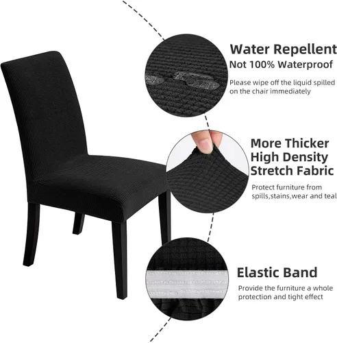 Miniatura 3 de Fundas para silla de comedor – Fundas elásticas para silla, protector decorativo impermeable, desmontables, lavables y elásticas, de licra
