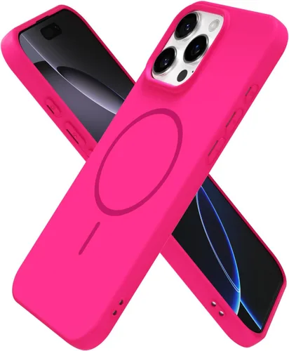 Miniatura 239 de oakxco Funda de silicona Mag Safe para iPhone 17 Pro Max, funda magnética delgada y fina compatible con carga inalámbrica MagSafe, bonita funda Negro