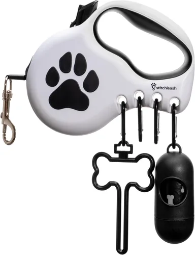 Miniatura 8 de Correa retráctil para perros pequeños y medianos (hasta 55 libras) - Personalizable, patentado, diseño reflectante, mango ergonómico, incluye Negro
