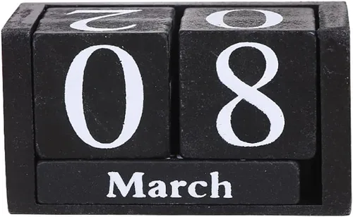 Vpang Calendario perpetuo de madera vintage Shabby Chic Bloques Calendario de escritorio rústico cubos de madera calendario decoración de oficina en