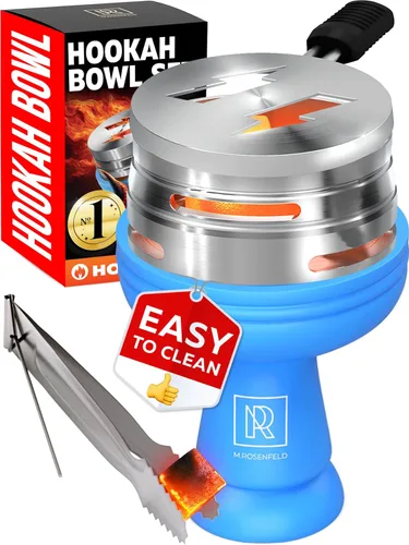 M. ROSENFELD Juego de Cuencos de Cachimba Azul de Silicona – Diseño Navideño Limitado Color Azul - Cuenco de Cabeza de Cachimba Premium - Cuenco de
