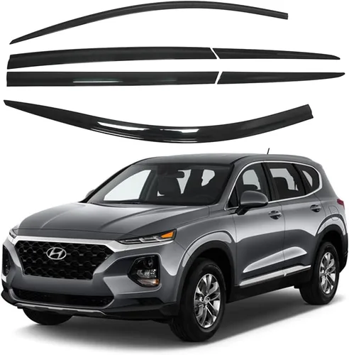 AUTOCLOVER - Juego de 6 protectores de lluvia con cinta adhesiva para Hyundai Santa Fe 2019 2020 2021 2022 2023 / deflectores de ventana, persianas