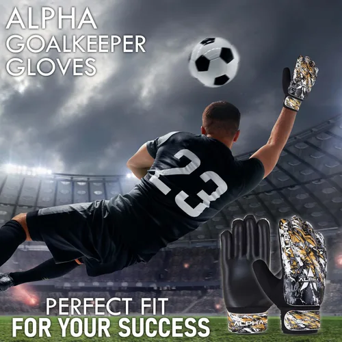 Miniatura 6 de AlphaSports Guantes de portero de fútbol para niños, jóvenes y adultos, guantes de portero de fútbol con palma de látex de 0.157 in y doble