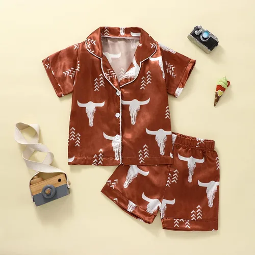 Miniatura 33 de Conjunto de pijama de manga larga con botones para niña pequeña, conjunto de ropa de dormir