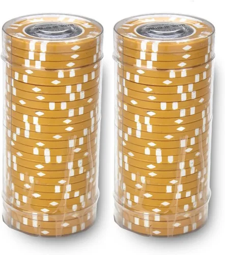 Brybelly Fichas de póquer con incrustaciones de monedas, compuesto de arcilla pesada de 0.53 oz, paquete de 50 $500 Naranja