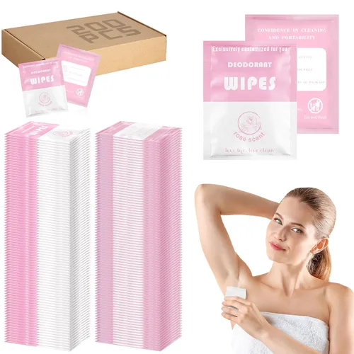 Miniatura 9 de Timgle 200 toallitas desodorantes a granel envueltas individualmente para hombres y mujeres, desodorante para las axilas para eliminar el sudor