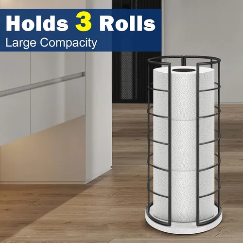 Miniatura 6 de NearMoon soporte organizador de papel higiénico, soporte independiente para 3 rollos de tisú, accesorio de baño de metal, soporte para rollos