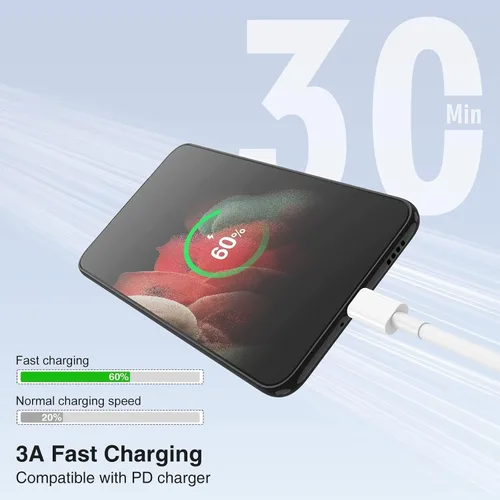 Miniatura 2 de LOFPYE Paquete de 3 cables USB C a USB C de 1 pie y 60 W, cable de carga rápida tipo C para iPhone Air 17 16e 16 15 Pro Plus Pro Max, para Galaxy