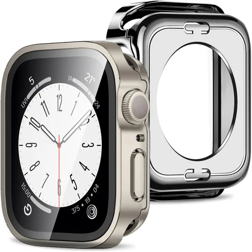 Miniatura 10 de Amizee Estuche 2 en 1 [Paquete de 2] Compatible con Apple Watch Series 9/8/ 7 de 45 mm con Protector de Pantalla Integrado, Cubierta Protectora