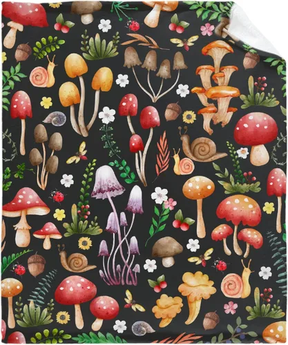 Miniatura 13 de Manta de regalo personalizada de hongos del bosque salvaje oscuro, manta de franela suave y ligera, adecuada para uso en cama, sala de estar
