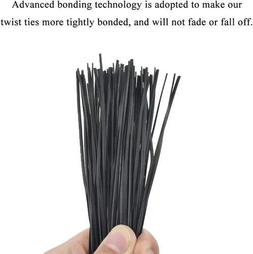 Miniatura 4 de HAHIYO 300 lazos de plástico de PVC negro de 5 pulgadas, para pan, caramelos, bolsas de café, corbatas para plantas y jardín, para celofán, bolsa