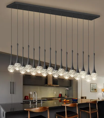 Miniatura 20 de 16 Luces Moderna Lámpara de Techo de Cristal Glam para Techo Alto, Lámpara Colgante LED Regulable para Escalera, Vestíbulo, Entrada, Sala de Estar