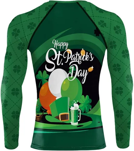 Miniatura 2 de Rcimuue Camiseta de compresión para hombre, con estampado irlandés 3D, camiseta deportiva para el día de San Patricio, camiseta de manga larga