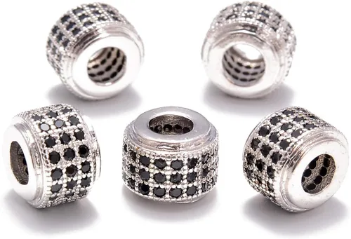 Miniatura 4 de AD Beads Corona de diamantes de imitación de circonita con agujero grande, cuentas espaciadoras (10 unidades, corona transparente sobre oro