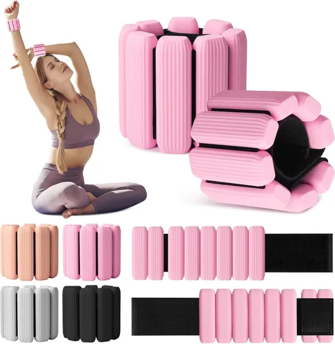 Juego de 2 pesas para muñeca (1 libra cada una), pesas de muñeca y tobillo para mujeres y hombres, pesas ajustables para brazos y piernas para Rosa