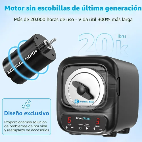 Miniatura 2 de Kit de pulidor de rocas KomeStone K2 Elite Profesional, ultra silencioso y pulidor de rocas con motor sin escobillas de vanguardia para adultos
