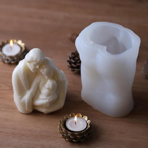 Miniatura 6 de Molde de vela de silicona de familia virgen católica DIY Jesús abrazando bebé retrato resina yeso que hace herramienta hecha a mano Molud Silicona