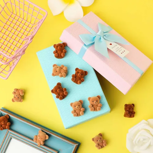 Miniatura 4 de Deekin 36 piezas de oso pequeño flocado de peluche en miniatura a granel de 1 pulgada para decoración de baby shower, fiesta de cumpleaños, bolsa