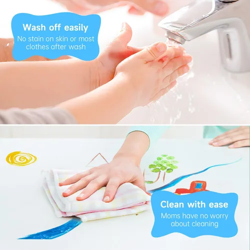 Miniatura 5 de Shuttle Art Juego de pintura de dedos lavable, 37 piezas con 10 colores (2 fl oz), pintura no tóxica para niños pequeños, pinceles de pintura