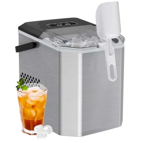Miniatura 14 de Silonn Nugget Máquinas de Hielo para Encimera, Temporizador Máquina de Hielo de Guijarros con Hielo Suave Masticable, Máquina de Hielo de 44 libras