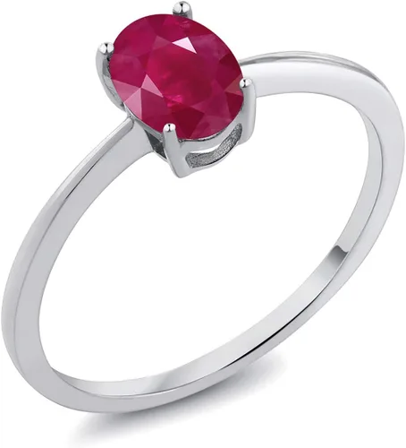 Miniatura 5 de Gem Stone King Anillo de compromiso solitario con piedra preciosa de oro blanco de 10 quilates, ovalado, 0.27 x 0.19 pulgadas, anillo de promesa