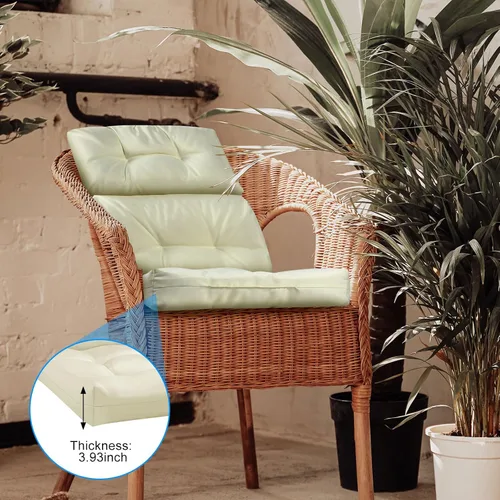 Miniatura 7 de Mixweer Paquete de 6 cojines para silla de respaldo alto para exteriores e interiores, cojines copetudos para asiento o respaldo, resistentes a