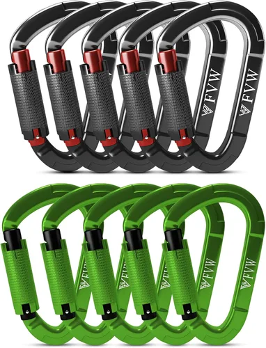 Miniatura 7 de FVW Mosquetones de bloqueo automático para escalada en roca, mosquetones profesionales de 25KN (5620 lbs) resistentes para rapel, columpio, rescate