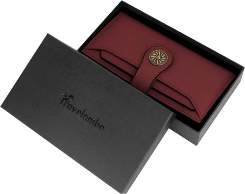 Miniatura 7 de Travelambo Cartera de mano de cuero genuino encerado de gran capacidad para mujer con bloqueo RFID