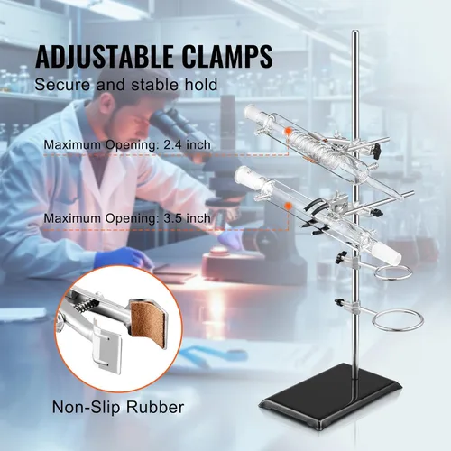 Miniatura 4 de VEVOR Juego de 2 soportes de soporte de laboratorio, soporte de laboratorio de acero con varilla de 23.6 pulgadas y base de hierro fundido de 8.3 x