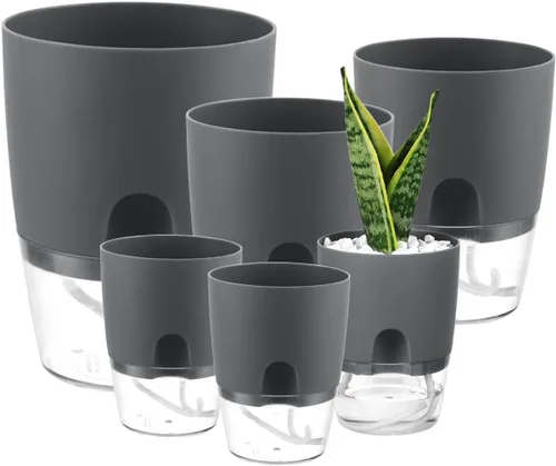 Miniatura 14 de Macetas de riego automático para plantas de interior, macetas para exteriores, paquete de 3 macetas de riego automático de 6 pulgadas, macetas