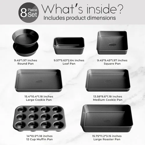 Miniatura 4 de Juego de Moldes Antiadherentes para Hornear, Juego de 8 Piezas Apilables para Repostería, Juego de Moldes para Horno No Tóxicos, Incluye Bandeja